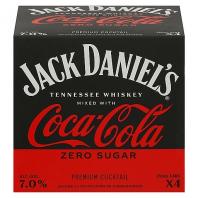 Jack Daniel's - Whiskey & Coca Cola Zero Sugar Ready to Drink (4 pack 355ml cans) (4 pack 355ml cans)